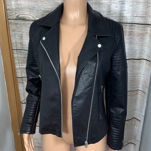 Black TopShop faux leather moto jacket